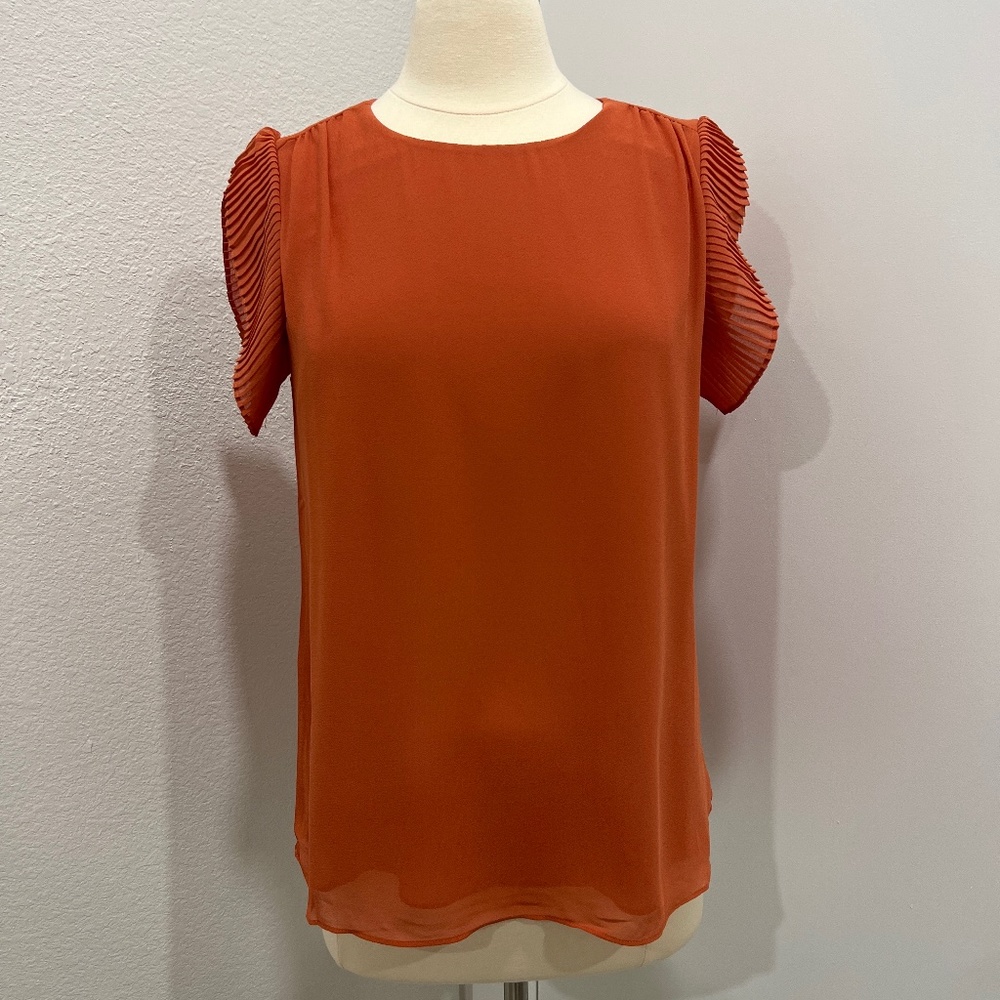 Pleated flutter sleeve blouse